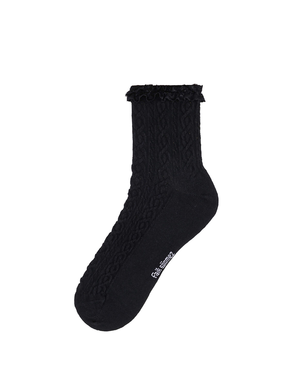 Dantel Fırfırlı Jakarlı Soket Çorap W27CRP012