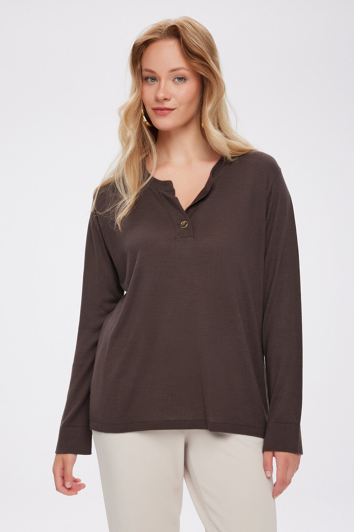 Yarım Patlı Basic Triko Bluz W27TRB018