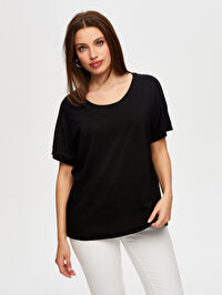 Yuvarlak Yaka Düşük Kollu T-Shirt B00003-1