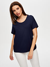 Yuvarlak Yaka Düşük Kollu T-Shirt B00003-1