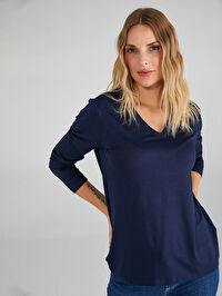 V Yaka Uzun Kol T-Shirt B00012