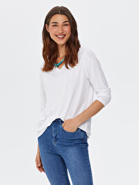 V Yaka Uzun Kol T-Shirt B00012