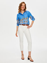 Slim Fit Coton Parça Boya Pantolon B00044