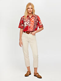 Slim Fit Coton Parça Boya Pantolon B00044
