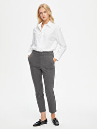 Önü Dikişli Slım Fıt Örme Pantolon B00089