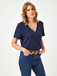 %100 Pamuk V Yaka T-Shirt B00095