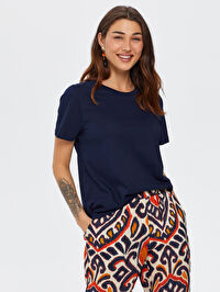 %100 Pamuk Yuvarlak Yaka T-Shirt B00096