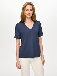 V Yaka Kısa Kol T-Shirt W27TSH001