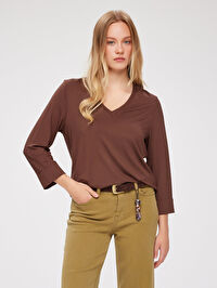 V Yaka Truvakar Kol T-Shirt W27TSH007