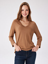 V Yaka Truvakar Kol T-Shirt W27TSH007