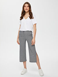 Gıngham Desenli Örme Capri 66214