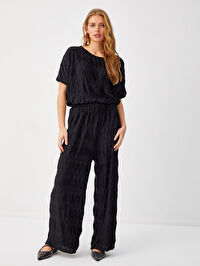 Kendinden Pilise Dokulu Straight Fit Pantolon 68522