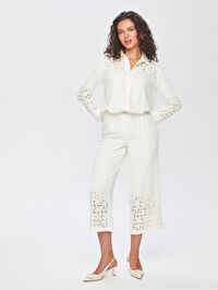 Paçası Delik İşli Wide Leg Fit Pantolon 69467