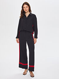 Kontrast Şeritli Wide Leg Fit  Pantolon 69471