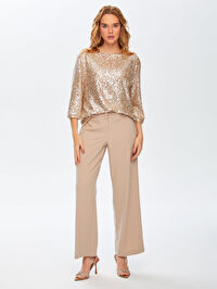 Yanı Payet Şeritli Wide Leg Fit Pantolon 69493