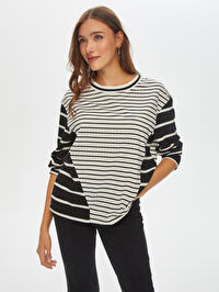 Çizgi Kombinli Uzun Kol T-Shirt 69530