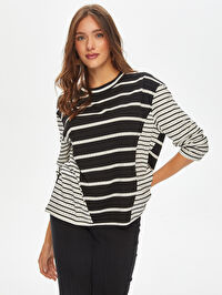 Çizgi Kombinli Uzun Kol T-Shirt 69558