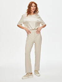 Relax Diagonal Dokulu Slım Fit Örme Pantolon 69763