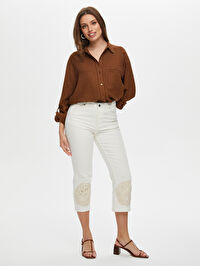 Paçası Kroşe Patch Detaylı Straight Fit Jean Caprı S25JCP006