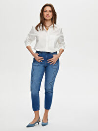 Yanları İp Nakışlı Slim Fit Jean Pantolon S25JPN003