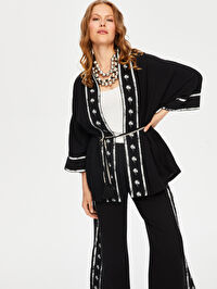 Resort Palmiye Baskılı Müslin Kimono S25KMN006