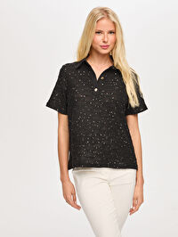 Polo Yaka Payetli Örme Bluz S26BLZ015