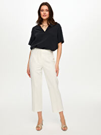Önden Pensli Slim Fit Dokuma Capri S26CPR005