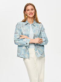 Kendinden Nakış Payet Desenli Jean Ceket S26JCK003