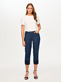 Paçası Nakış Detaylı Straıght Fıt Liyoselli Jean Capri S26JCP003