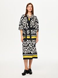 Eteği Sulu Monochrome Desen Kimono S26KMN001