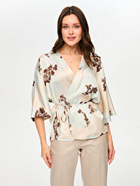 Çiçek Desen Viskon Kimono S26KMN004