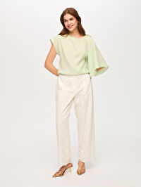 Wide Leg Fit Brode Nakış Detaylı Pantolon S26PNT009