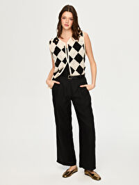 Wide Leg Fit %100 Keten Pantolon S26PNT010