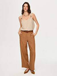 Wide Leg Fit %100 Keten Pantolon S26PNT010