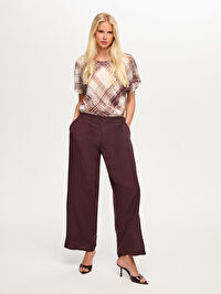 Arka Beli Lastikli Wide Leg Fit %100 Keten Pantolon S26PNT013