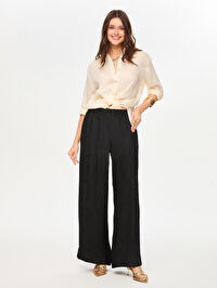 Beli Lastikli Kendinden Dokulu Wide Leg Fit Pantolon S26PNT030