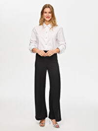 Beli Lastikli Triko Görünümlü Wide Leg Fit Pantolon S26PNT032