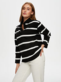 Çizgili Polo Yaka Sweatshirt W26SWT009