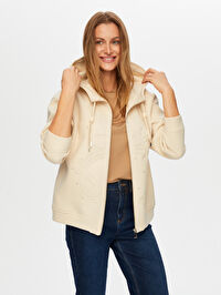 Relax Baskı ve Taş Detaylı Kapüşonlu Sweatshirt W26SWT010