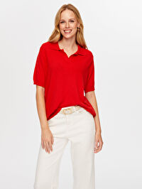 Kısa Kollu Polo Yaka Buklet Triko Bluz W26TRB003