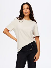 Yuvarlak Yaka Kalın Pamuklu Tshirt W26TSH053