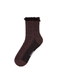 Dantel Fırfırlı Jakarlı Soket Çorap W27CRP012
