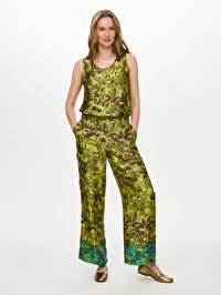 Beli Lastikli Jungle Desen Wıdeleg Fit Viskon Pantolon W27PNT004