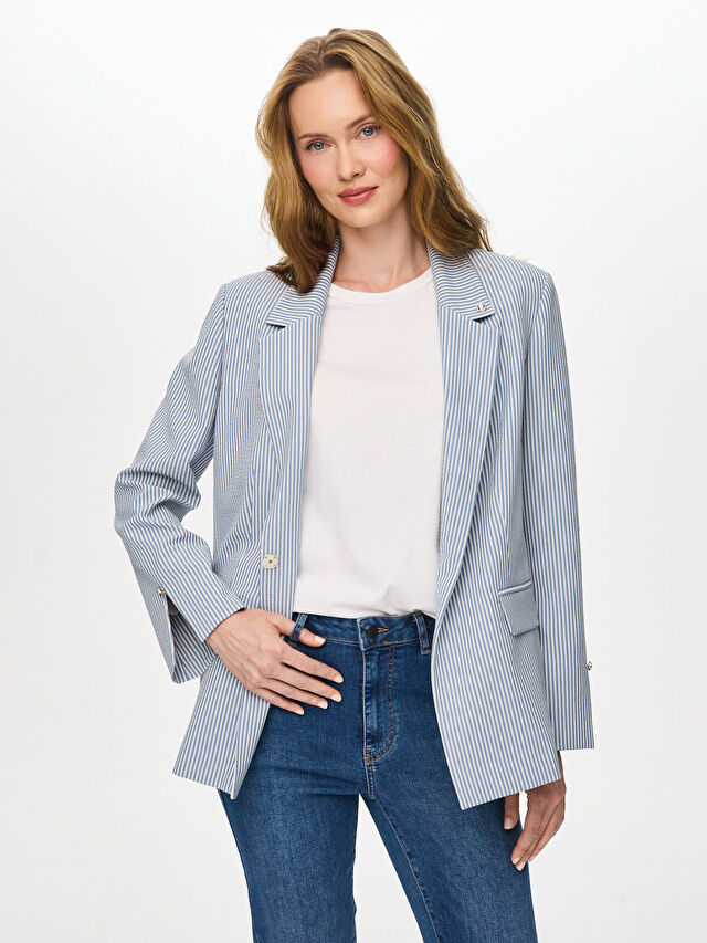 Vual Astarlı Çizgili Ceket S26CKT039