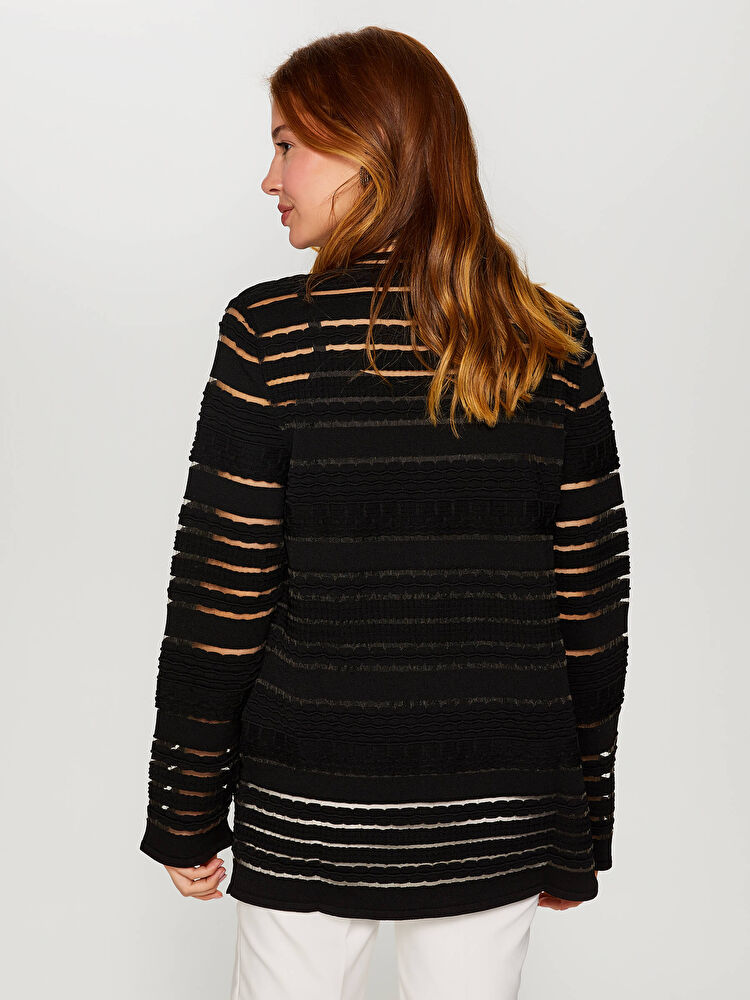 Transparan Detaylı Triko Hırka 60781