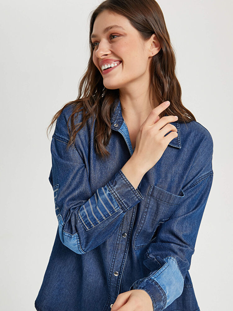 Patch Detaylı Jean Gömlek 64367